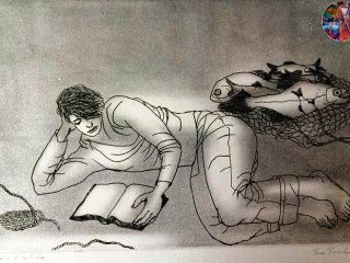 082_Il Riposo del Pescatore - Litografia (Lithography)